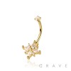316L SURGICAL STEEL TOP CZ WITH CZ STARBURST EYEBROW (CURVED BARBELL)